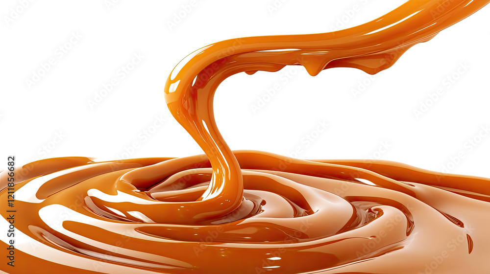 Poster melted caramel swirl on transparent background generative ai