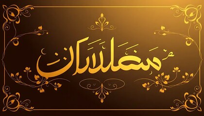 Elegant Golden Arabic Calligraphy With Floral Frame