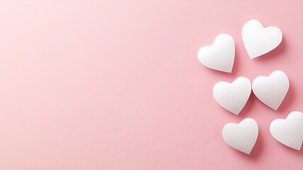 White hearts on a pink background simple design