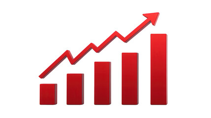Increasing bar chart with upward trend indicating growth and success