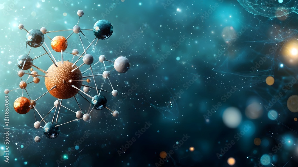 Poster a quantum model depicting the fundamental concepts of the standard model of particle physics focusin