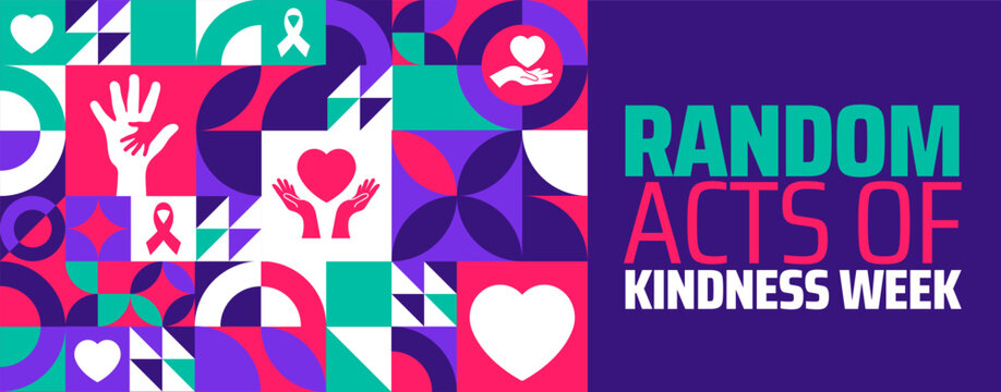 National random acts of kindness week geometric shape pattern background banner or poster design template. observed every year in February. Holiday concept. Use to any Template, card, poster, placard.