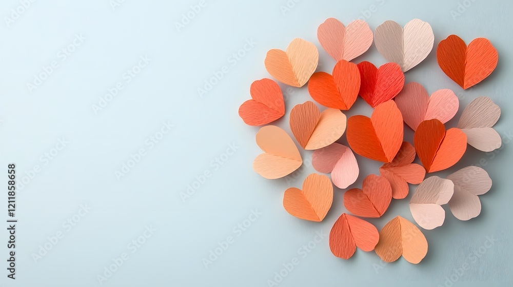 Aufkleber elegant and modern valentine s day background with floral patterned paper hearts layered on a soft p