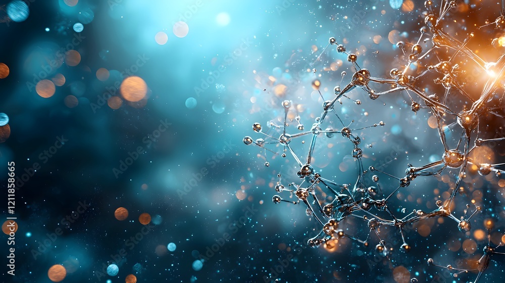 Poster quantum model illustrating the quantum tunneling effect in hydrogen bond interactions leaving copy s