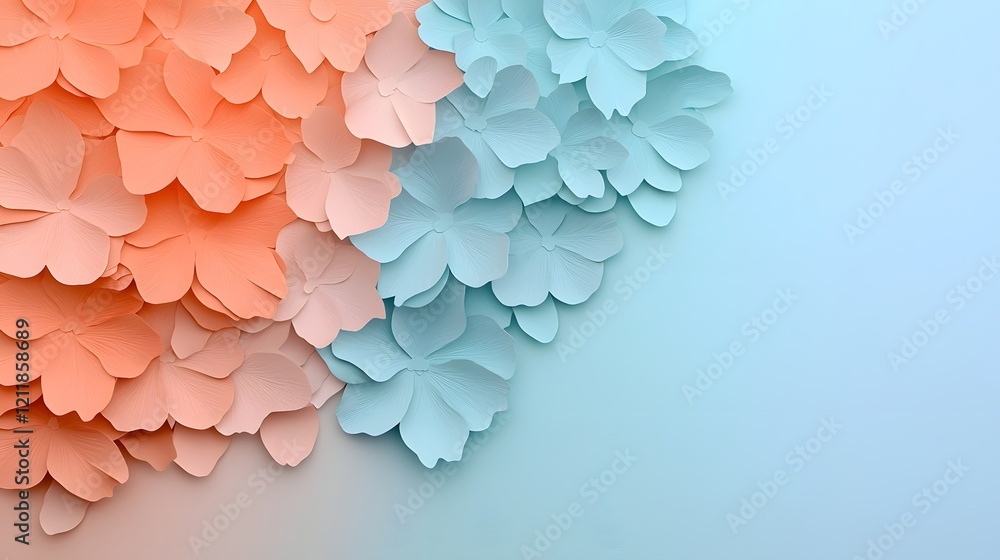 Poster elegant and modern valentine s day background featuring layered floral patterned paper hearts in sof