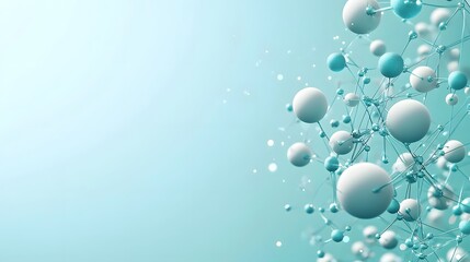 Abstract 3D of a quantum model depicting the tunneling effect in hydrogen bond interactions leaving copy space on the top left for text or graphic overlay