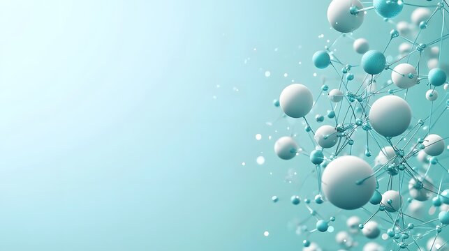 Abstract 3D of a quantum model depicting the tunneling effect in hydrogen bond interactions leaving copy space on the top left for text or graphic overlay