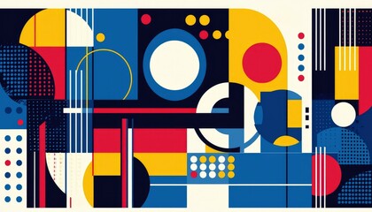 Abstract Geometric Composition in Bold Colors and Shapes