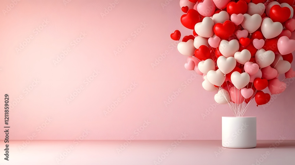 Aufkleber soft romantic pink and red valentine s day sale banner featuring an array of heart shaped balloons i