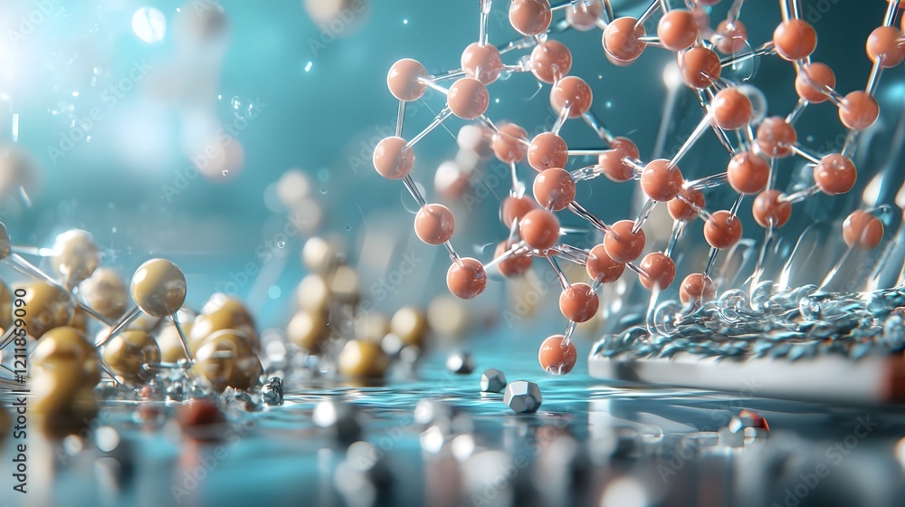 Poster quantum computing simulation depicting the energy transfer and reactions within a hydrogen fuel cell