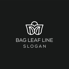 nature bag shopping leaves green modern simple minimal logo design vector icon illustration