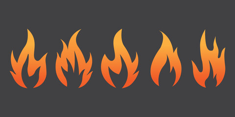 Flame Editable Stroke Line Icons and silhouette ,fire icon type