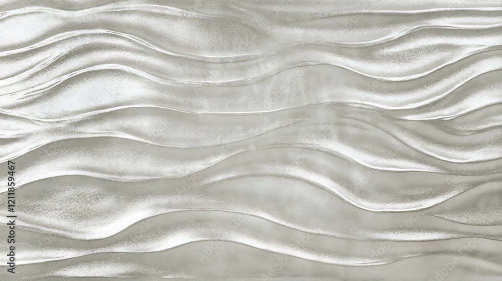 Poster textured metallic surface with wavy pattern and silver-gray finish creating a fluid effect. flow. mo