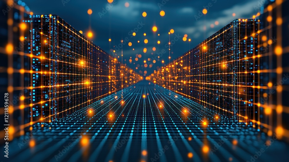 Poster digital data highway: a futuristic vision of infinite data streams