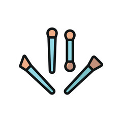 Obraz premium Makeup brush beauty icon in a flat and modern design, making cosmetic branding visually appealing