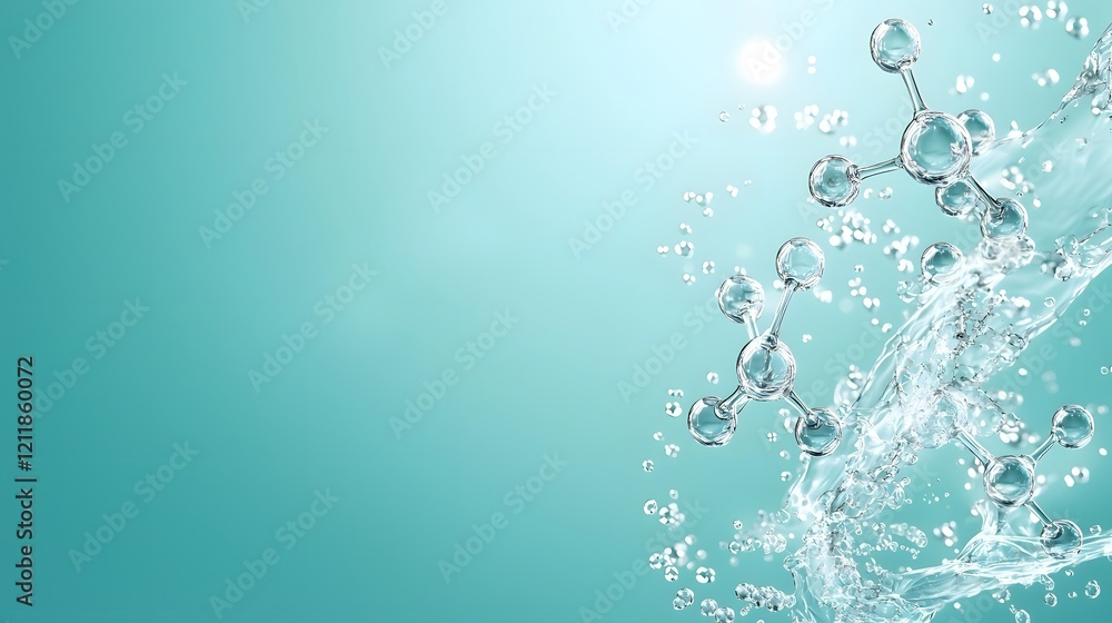 Poster quantum representation of hydrogen bonding in biological molecules conceptual digital showing the ab