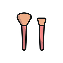 Makeup brush beauty icon in a flat and modern design, making cosmetic branding visually appealing