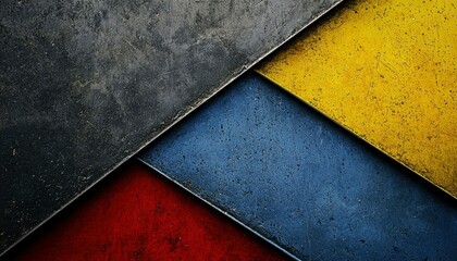 Abstract Textured Metal Panels In Red Blue Yellow And Gray