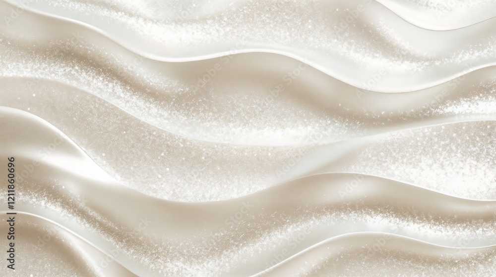 Poster abstract background with curved lines in cream and pearlescent shades creating a shimmering, smooth 