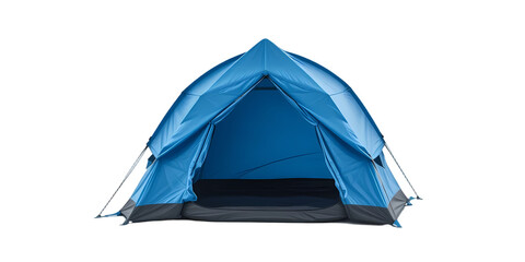 "small blue tent isolated on white background"
