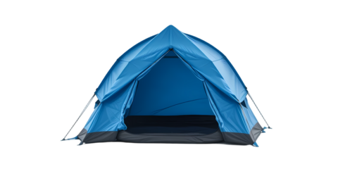"small blue tent isolated on white background"
