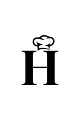 Letter H with chef hat logo design, Creative logo featuring the letter H with a chef hat, symbolizing culinary arts, food businesses, restaurants, and professional cooking services branding.

