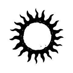 Rough Sun Symbol on White Canvas
