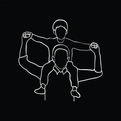 silhouette of men with child