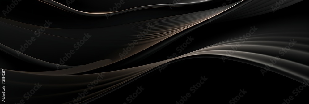 Poster abstract black fabric: a close-up view of black fabric, draped in soft, flowing curves. the fabric's