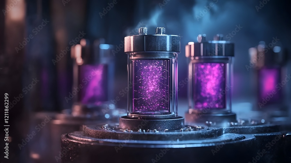 Poster Captivating visualization showcasing the power of quantum computing in analyzing and simulating the complex neutron behavior within nuclear reactors
