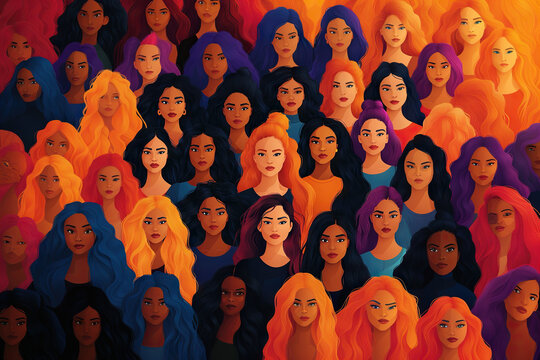 group of women, multicultural diversity , international women's day , girls power , human rights