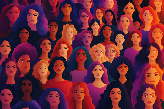 group of women, multicultural diversity , international women's day , girls power , human rights