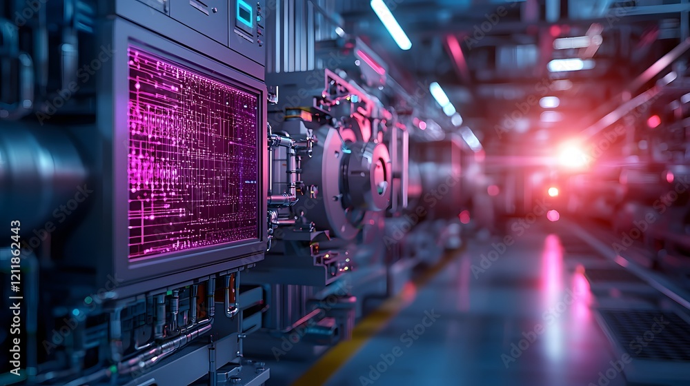 Poster Visualization of a quantum computing system analyzing the complex behavior of neutrons within nuclear reactors
