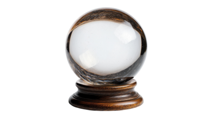 Mystical crystal ball resting on an ornate wooden base, hinting at secrets of the future