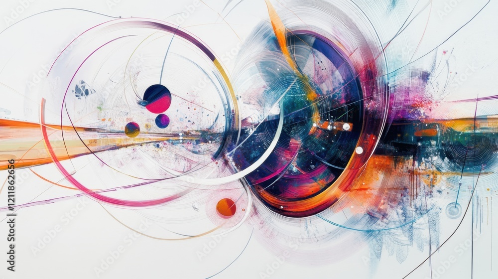 Poster dynamic abstract representation featuring vivid colors and movement effects