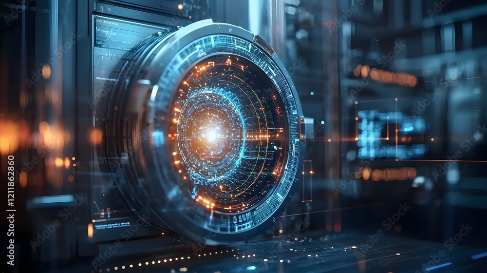 Poster quantum computing visualization analyzing neutron behavior in nuclear reactors a futuristic depictio