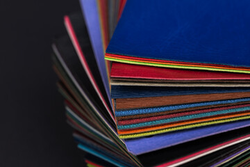 Leather samples of different colors for interior design