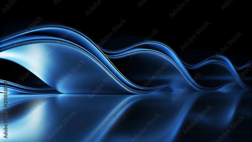 Aufkleber beautiful abstract wave technology background with blue light digital effect corporate concept, futu