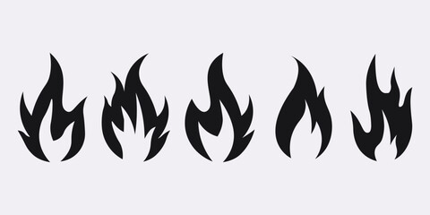 Flame Editable Stroke Line Icons and silhouette ,fire icon type