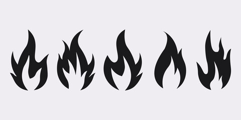Flame Editable Stroke Line Icons and silhouette ,fire icon type