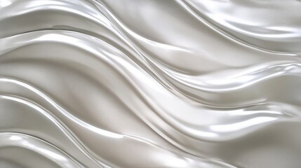 Obraz premium Smooth and shiny surface with pearlescent waves in silver, creating light reflections. Elegance. Sophistication. Shiny, Smooth Texture. luxury product advertising, digital art, or high-end website des