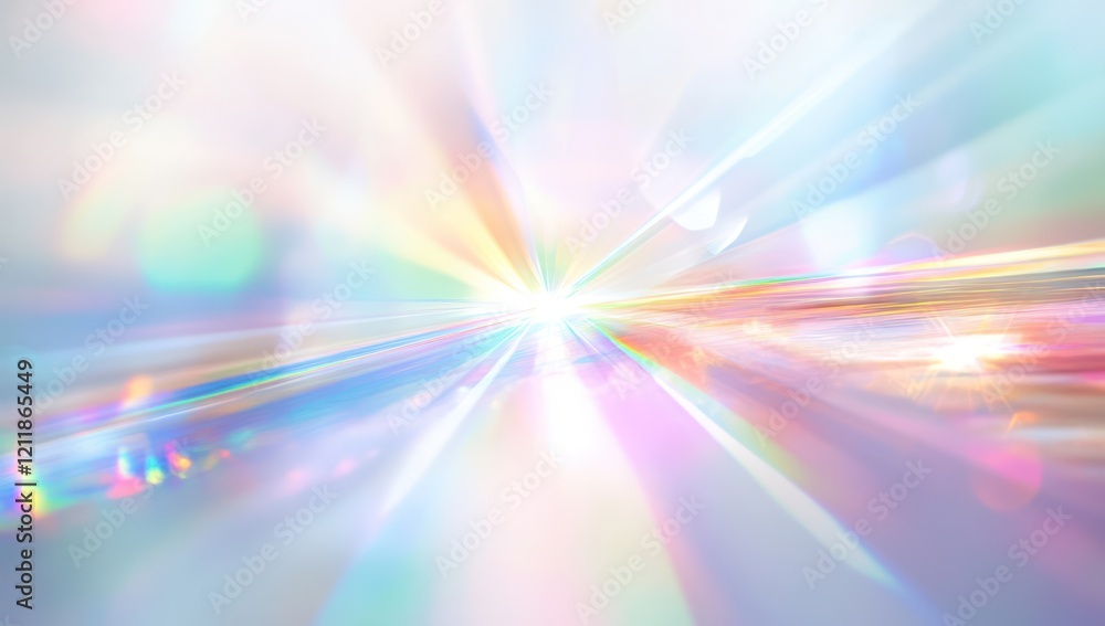 Wall mural white background with a rainbow prism effect, creating a dreamy and ethereal atmosphere.