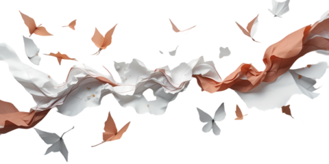 "scattered papers flying on white"
