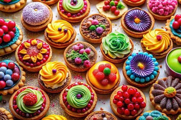 Fototapeta premium Colorful Pastry Pattern, Delicious Dessert Arrangement