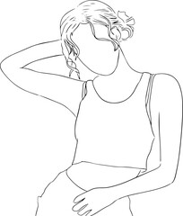 sketch of a person k-pop idol black white vector