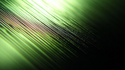 textured green surface featuring diagonal lines with iridescent reflections in close-up photography for abstract backgrounds and high-resolution images