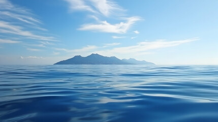 Island, ocean, calm sea, sunny sky, peaceful landscape, travel brochure