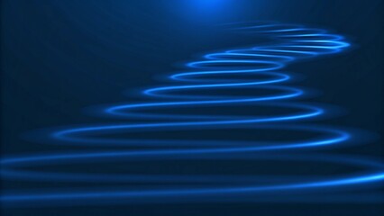 Obraz premium Blue writhing light stream with shadows, abstract glowing wave twisting in darkness, dynamic energy flow with smooth curves and motion blur, futuristic neon light trail in black background