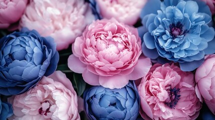 A Stunning Bouquet of Pastel Pink and Blue Peonies