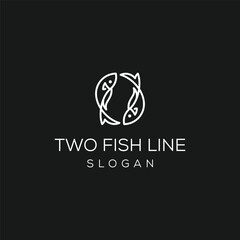 monoline two fish logo icon vector inspiration